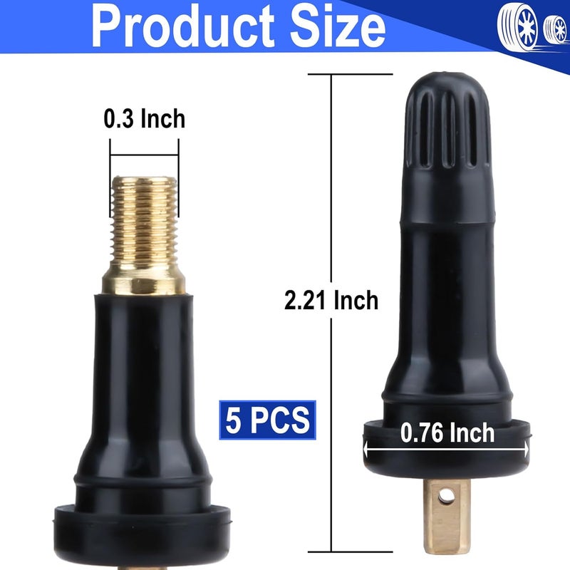 ecocstm 5 PCS TPMS 20008 Tire Valve Stem, Snap-in Rubber Tubeless Tire Pressure Sensor Valve Stem, TPMS Valve Stem Replacement, Compatible with Enclave Escalade Avalanche Sierra - Image 2